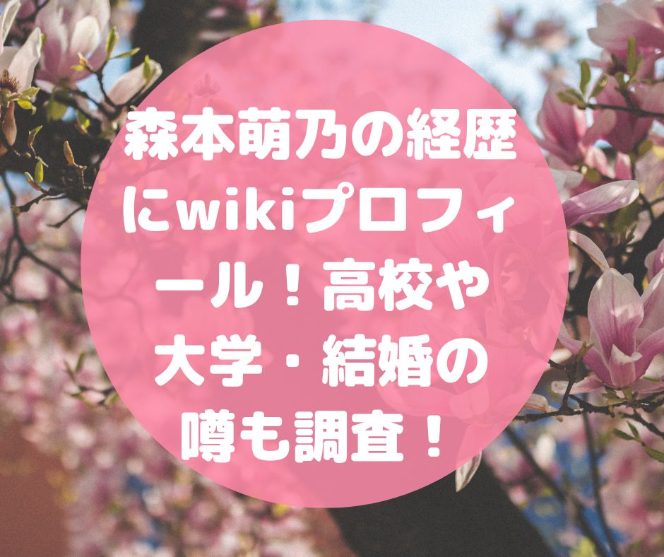 森本萌乃 経歴　wiki　プロフィール　高校　大学　結婚