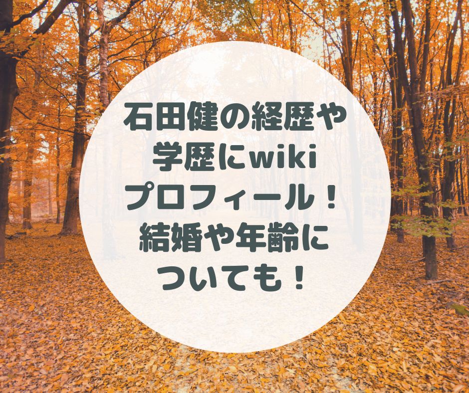 石田健　経歴　学歴　wiki プロフィール　結婚　年齢